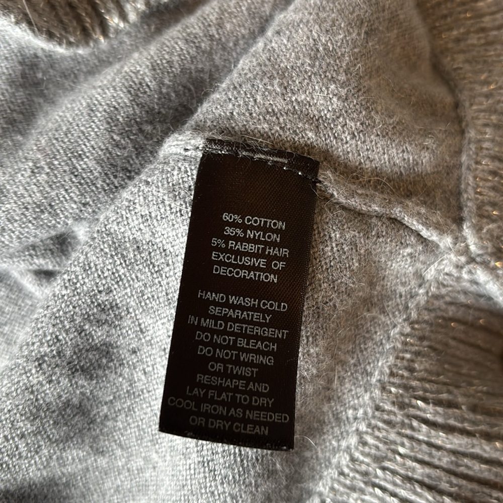 WHBM sz M gray ruffle collar trim hook front cardigan B718 - Picture 7 of 10
